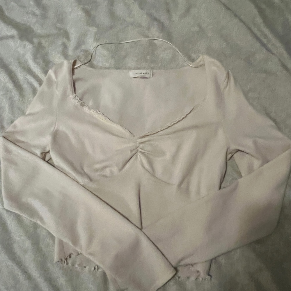 Tan Long Sleeved Crop Top